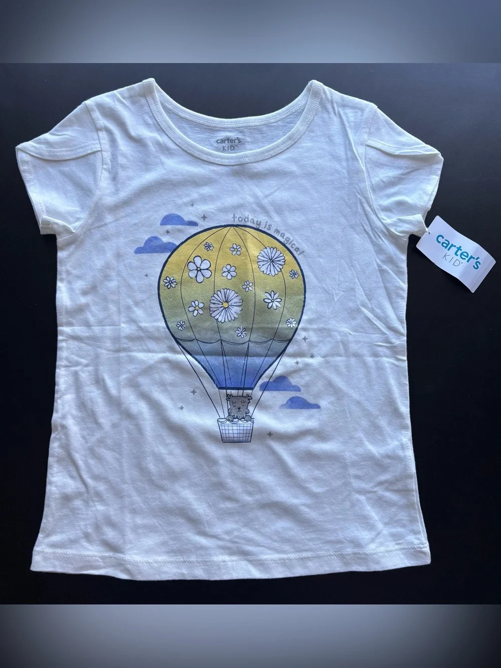 New Carter’s Girls 6 Graphic Top T-shirt Tee Set White Peacock Hot Air Balloon